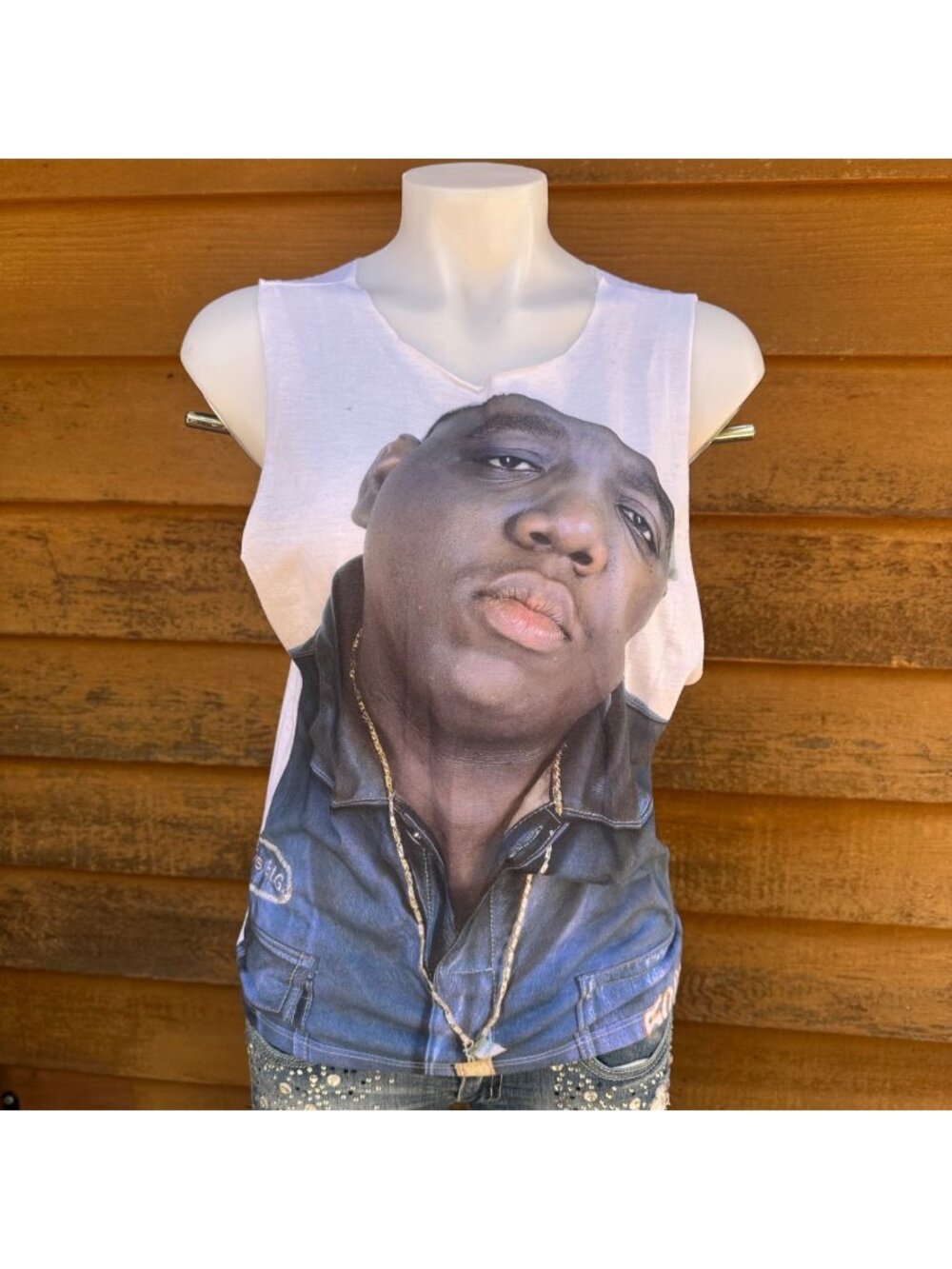 Rare Notorious B.I.G Graphic White Tank Top Sleeveless Size M 100% Polyester Cas